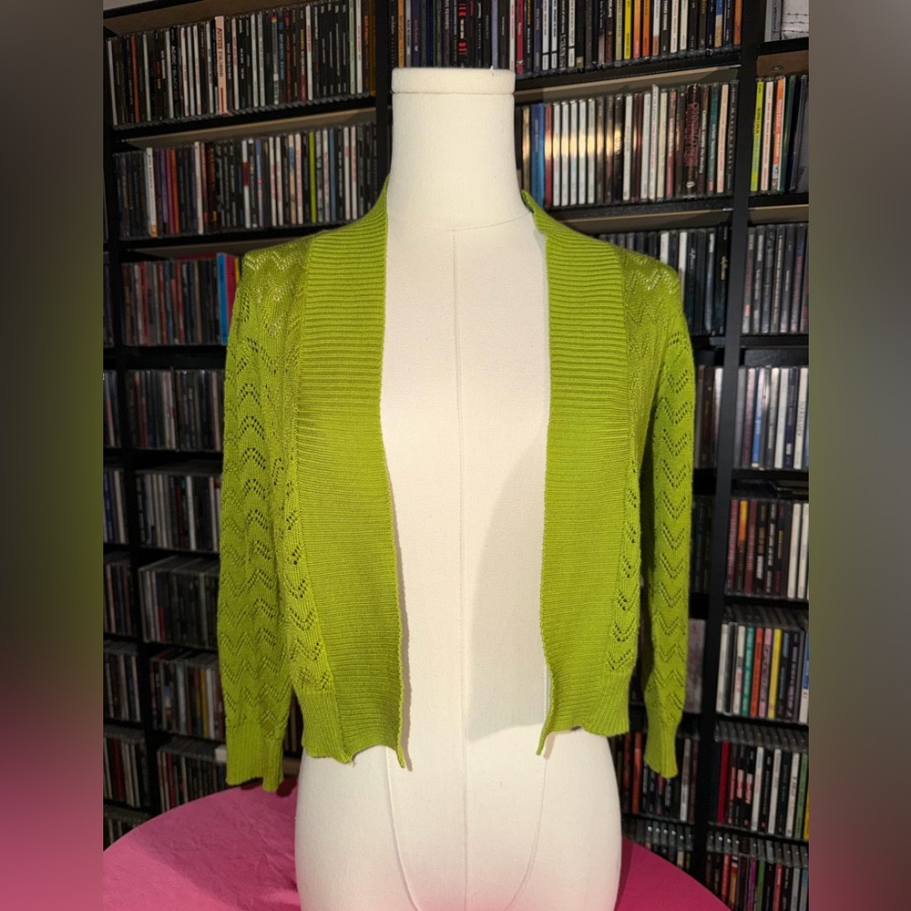 Ronni Nicole Y2K Style Lime Green Women's Knit Cardigan Boho Size S